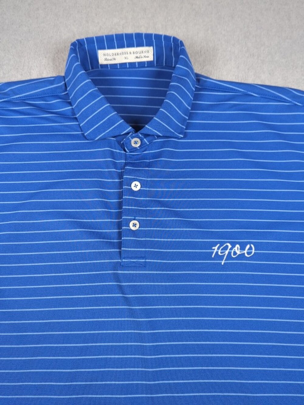 Holderness & Bourne Polo Shirt Men's XL Striped Tailored Fit Golf Performance